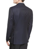 G-Line Jacquard Satin-Lapel Evening Jacket, Black/Navy