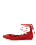 Jenessa Suede Lace-Up Ballerina Flat