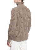 Easterton Cable-Knit Turtleneck Sweater, Bark
