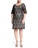 Dora Half-Sleeve Crochet Dress, Plus Size 