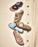 Flip Rhinestone Flat Slide Sandal, Sand