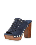 Westley Woven Suede Mule Sandal, Navy