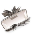 Butterfly Crocodile Box Clutch Bag, Anthracite/Multi