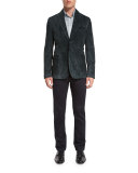 Suede Two-Button Blazer, Pine