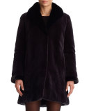 Reversible Mink Stroller Coat, Midnight Blue