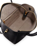 Helena Large Leather Satchel Bag, Black