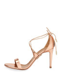 Linda Metallic Leather 75mm Sandal, Rose Gold