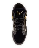 Men's Velvet & Patent Leather Mid-Top Sneaker