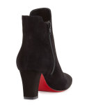 Tiagadaboot Suede 70mm Red Sole Bootie, Black