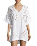 Luma Embroidered Caftan Coverup, Off White