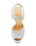 Leandra Glitter Platform Sandal, Silver