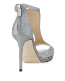Lana Glitter T-Strap 100mm Sandal, Silver