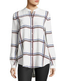 Henri Plaid Silk Blouse, White