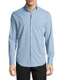 Statler Performance Check Sport Shirt, Cottage Blue