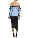 Blythe Off-the-Shoulder Stretch-Poplin Top, Multi Pattern