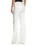 Flare Trousers w/ Sailor Buttons, Soft White