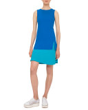 Colorblock Sleeveless Shift Dress, Azure/Turquoise