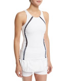 Studio Mesh-Panel Athletic Tank Top, White/Navy