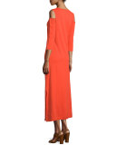 Cold-Shoulder A-line Jersey Maxi Dress, Poppy Orange, Plus Size