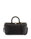 India Small Leather Tote Bag, Black