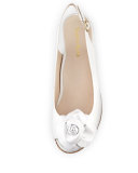 Star Patent Flower Slingback Wedge Sandal