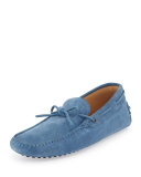 Gommini Suede Tie Driver, Light Blue