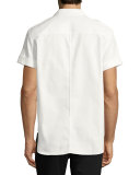Short-Sleeve Cotton Military Shirt, Off White