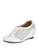 Parus Laser-Cut Demi-Wedge Sneaker, White