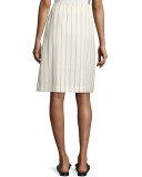 Striped Twill Wrap Skirt, Bone/Marine