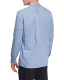 Double-Face Long-Sleeve Sport Shirt, Infinity Blue
