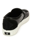 Patches Leather Slip-On Sneaker, Black