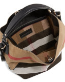 Ashby Medium Canvas Check Hobo Bag, Black