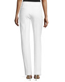 Leena Slim Stretch-Knit Pants, White