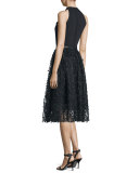 Halter Fit & Flare Lace Combo Dress 