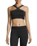 X Mesh-Trim Sports Bra, Black