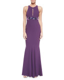 Sleeveless Mermaid Gown W/ Embellished Waist