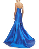 Sweetheart-Neck Mermaid Gown, Cobalt