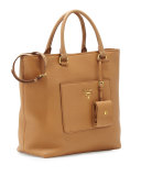 Medium Vitello Diano North-South Tote Bag, Caramel (Caramel)
