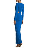 Scarlett Gathered-Front Gown W/Cutouts, Lapis