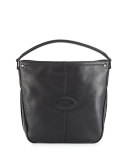 Mystery Leather Hobo Bag, Black