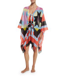 Monreale Print Belted Caftan Coverup