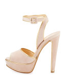 Louloudance Suede Platform Red Sole Sandal, Pink/Gold