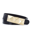 Men's Patent Pyramid-Buckle Belt