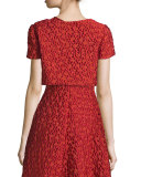 Jacquard Short-Sleeve Bolero, Matisse Red