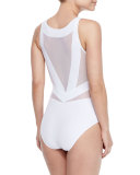 Esther Strappy Mesh One-Piece Swimsuit, White