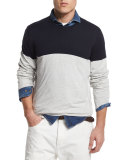 Colorblock Crewneck Sweater, Fog/Navy