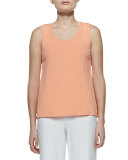 Stretch Silk Jersey Tank, Papaya