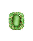 Marbella Green Tourmaline Cabochon Ring in 18K Gold, Size 6.5