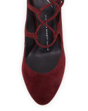 Bebe Suede Lace-Up 85mm Pump, Pinot