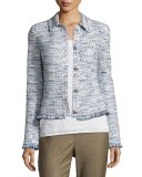 Prishna Space-Dye Tweed Jacket, Blue/White